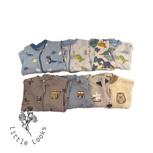 😴 Tuffy & Pekkle One Piece Zip Sleepers Bundle (8 pcs) size 3 Months
